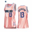 Camisetas NBA Mujer Dallas Mavericks NO.13 Jalen Brunson 75th Aniversario Rosa Oro 2022