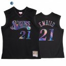 Camisetas NBA Philadelphia Sixers NO.21 Joel Embiid Negro Hardwood Classics 2022