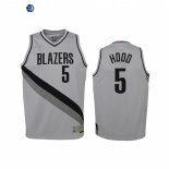 Camisetas de NBA Ninos Edición ganada Portland Trail Blazers Rodney Hood Gris 2021