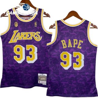 Camisetas NBA Los Angeles Lakers NO.93 Bape Purpura Retro 1993