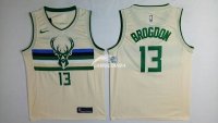 Camisetas NBA de Malcolm Brogdon Milwaukee Bucks Nike Crema Ciudad 17/18