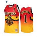 Camisetas NBA Atlanta Hawks NO.1 Jalen Johnson Oro Rojo Hardwood Classics 2022-23