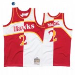 Camisetas NBA Atlanta Hawks Moses Malone Blanco Rojo Split Hardwood Classics
