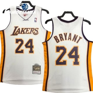 Camisetas NBA Los Angeles Lakers NO.24 Kobe Bryant Blanco Retro 2009 10