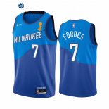 Camisetas NBA Milwaukee Bucks Bryn Forbes 2021 Finales Azul Ciudad