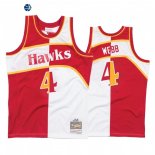 Camisetas NBA Atlanta Hawks Spud Webb Blanco Rojo Split Hardwood Classics