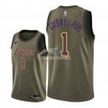 Camisetas NBA Salute To Servicio Los Angeles Lakers Kentavious Caldwell Pope Nike Ejercito Verde 2018