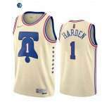 Camisetas NBA Earned Edition Philadelphia 76ers NO.1 James Harden Crema 2021-22