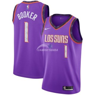 Camisetas de NBA Ninos Phoenix Suns Devin Booker Nike Púrpura Ciudad 18/19