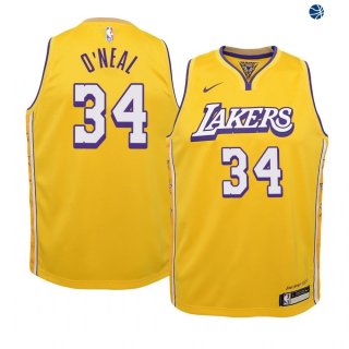 Camisetas de NBA Ninos Los Angeles Lakers Shaquille O'Neal Nike Amarillo Ciudad 19/20