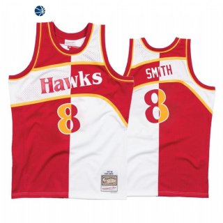 Camisetas NBA Atlanta Hawks Steve Smith Blanco Rojo Split Hardwood Classics