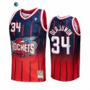 Camisetas NBA Houston Rockets NO.34 Hakeem Olajuwon Fadeaway Rojo Marino Hardwood Classics 2022