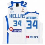 Camisetas Copa Mundial de Baloncesto FIBA 2019 Greece Giannis Antetokounmpo Blanco