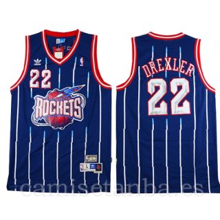 Camisetas NBA de Retro Clyde Drexler Houston Rockets Azul