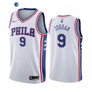 Camisetas NBA Nike Philadelphia Sixers NO.9 DeAndre Jordan 75th Season Blanco Association 2021-22