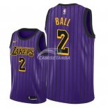 Camisetas NBA de Lonzo Ball Los Angeles Lakers Nike Púrpura Ciudad 18/19