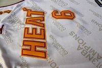 Camisetas NBA de Lebron James Miami Heats Blanco Oro
