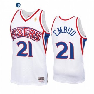 Camisetas NBA Philadelphia 76ers Joel Embiid Blanco Throwback 2021