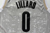 Camisetas NBA Luces Ciudad Lillard Portland Trail Blazers Gris