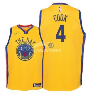 Camisetas de NBA Ninos Golden State Warriors Quinn Cook Nike Amarillo Ciudad 2018