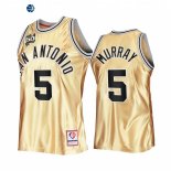 Camisetas NBA San Antonio Spurs NO.5 Dejounte Murray 50th Aniversario Oro Hardwood Classics 2022-23