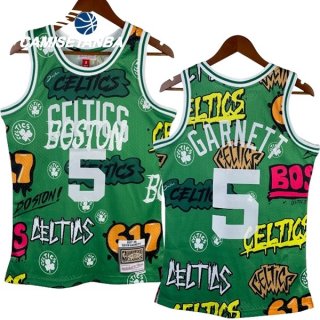 Camisetas NBA Boston Celtics NO.5 Kevin Garnett Slap Sticker Verde Retro 2007 08