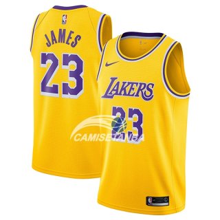 Camisetas NBA de Lebron James Los Angeles Lakers Amarillo Icon 18/19
