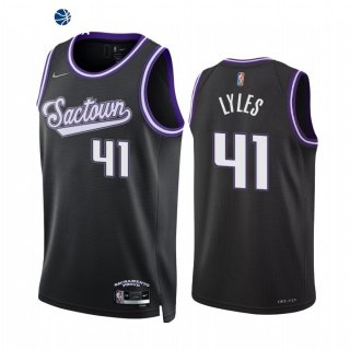 Camisetas NBA Nike Sacramento Kings NO.41 Trey Lyles 75th Season Diamante Negro Ciudad 2022