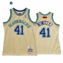 Camisetas NBA Dallas Mavericks NO.41 Dirk Nowitzki Retirement Oro Hardwood Classics
