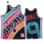 Camisetas NBA San Antonio Spurs Tony Parker Big Face Negro Hardwood Classics