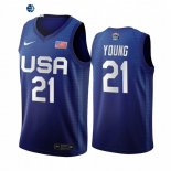 Camisetas NBA de Thaddeus Young Juegos Olímpicos Tokio USMNT 2020 Azul