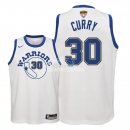 Camisetas de NBA Ninos Stephen Curry Golden State Warriors 2018 Finales Nike Retro Blanco Parche