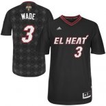 Camisetas NBA Miami Heat Noches Latinas Manga Wade Negro