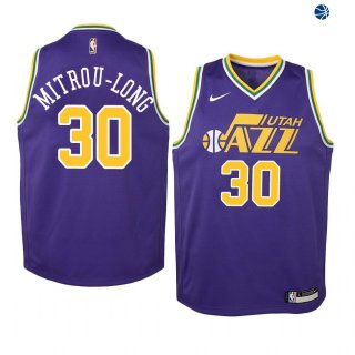 Camisetas de NBA Ninos Utah Jazz Naz Mitrou Long Purpura Hardwood Classics