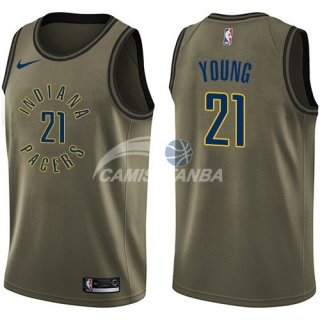 Camisetas NBA Salute To Servicio Indiana Pacers Thaddeus Young Nike Ejercito Verde 2018