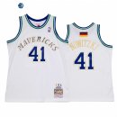 Camisetas NBA Dallas Mavericks NO.41 Dirk Nowitzki Retirement Blanco Hardwood Classics