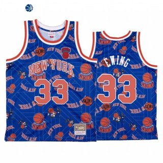 Camisetas NBA New York Knicks Partrick Ewing Azul Hardwood Classics