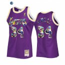 Camisetas NBA Los Angeles Lakers NO.34 Shaquille O'Neal 75th Diamante Purpura Hardwood Classics 2022