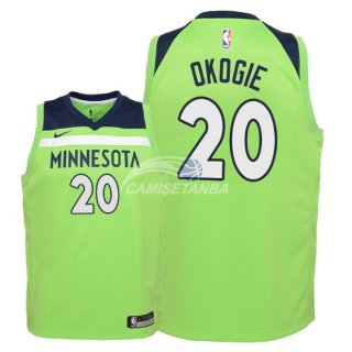 Camisetas de NBA Ninos Minnesota Timberwolves Josh Okogie Verde Statement 2018