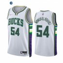 Camisetas NBA Nike Milwaukee Bucks NO.54 Sandro Mamukelashvili 75th Diamante Blanco Ciudad 2021-22