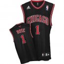 Camisetas NBA de Derrick Rose Chicago Bulls Rev30 Negro