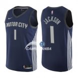 Camisetas NBA de Reggie Jackson Detroit Pistons 17/18 Nike Marino Ciudad