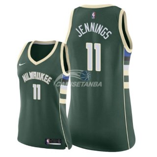 Camisetas NBA Mujer Brandon Jennings Milwaukee Bucks Verde Icon