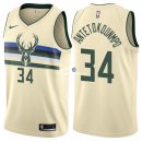 Camisetas NBA de Giannis Antetokounmpo Milwaukee Bucks Nike Crema Ciudad 17/18