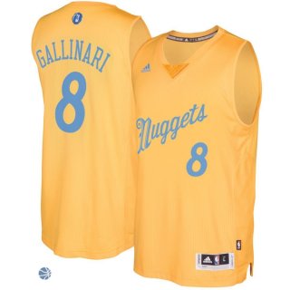 Camisetas NBA Denver Nuggets 2016 Navidad Danilo Gallinari Amarillo