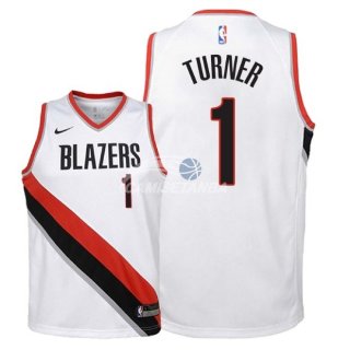 Camisetas de NBA Ninos Portland Trail Blazers Evan Turner Blanco Association 2018