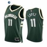 Camisetas NBA de Milwaukee Bucks Brook Lopez 75th Season Diamante Verde Icon 2021-22