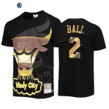 T Shirt NBA Chicago Bulls NO.2 Lonzo Ball Big Face 4.0 Negro Throwback