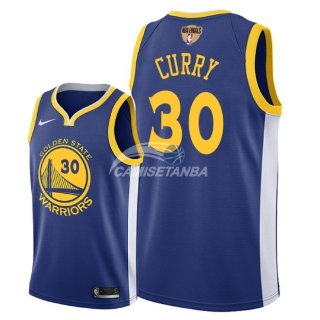 Camisetas NBA Golden State Warriors Stephen Curry 2018 Finales Azul Icon Parche