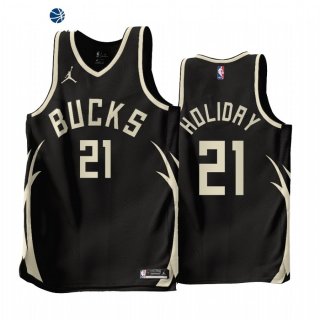 Camisetas NBA Jordan Milwaukee Bucks NO.21 Jrue Holiday Negro Statement 2022-23
